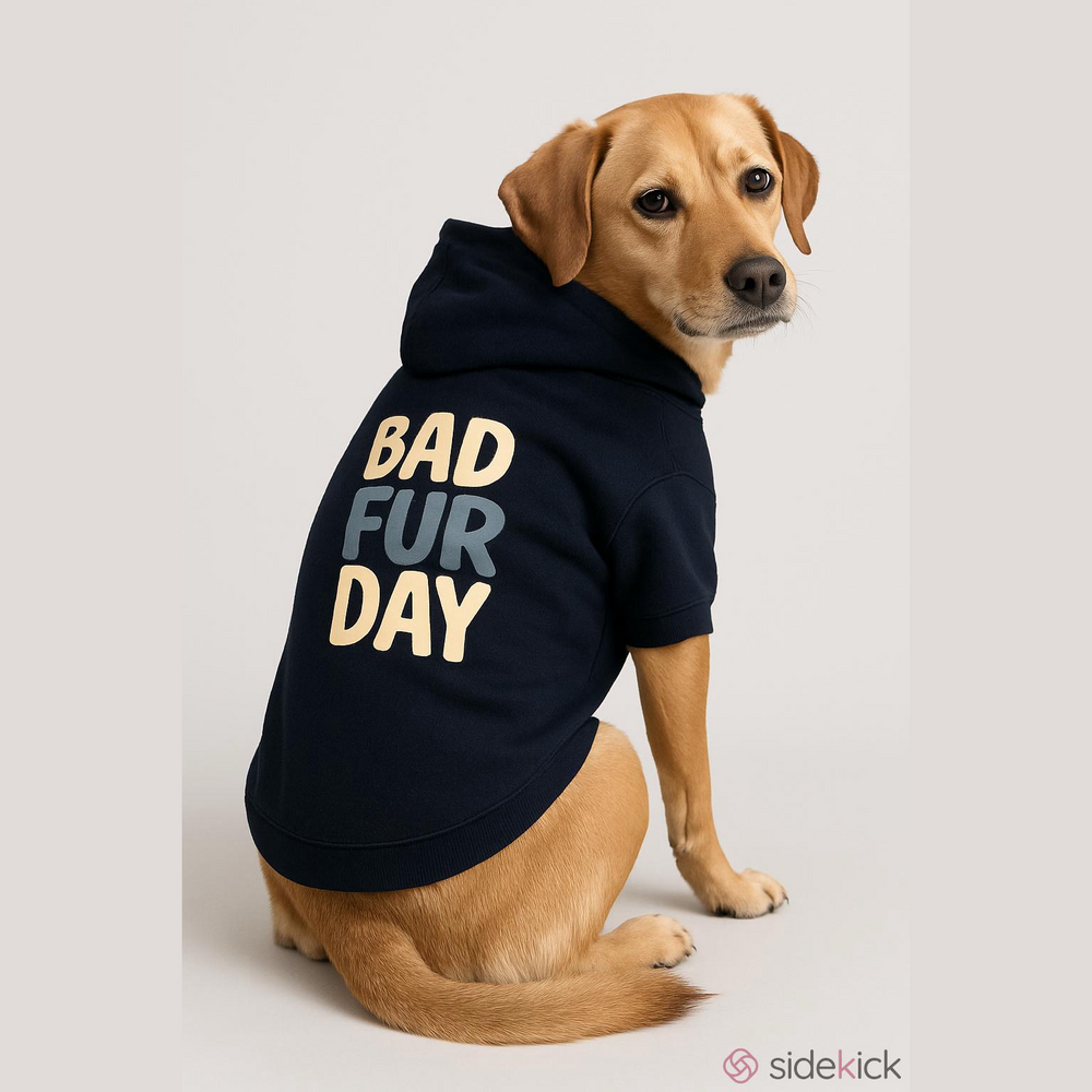Bad Fur Day Dog Hoodie Navy